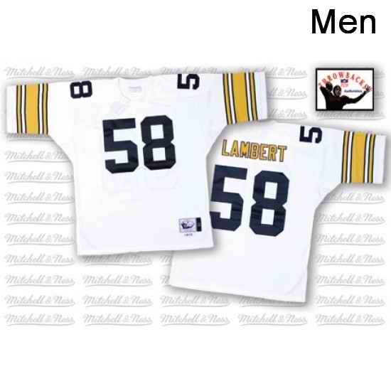 Mitchell And Ness Pittsburgh Steelers 58 Jack Lambert White Authentic Throwback NFL Jersey
